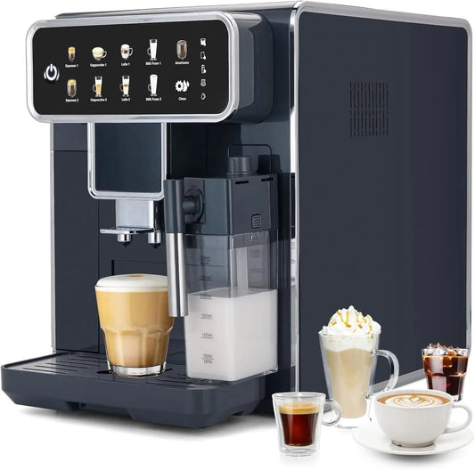 Fully Automatic Coffee Maker with Built-in 3-Level Grinder Expresso/Cappuccino/Latte/Americano Coffee Machines with Self-Cleanin - M & M Global