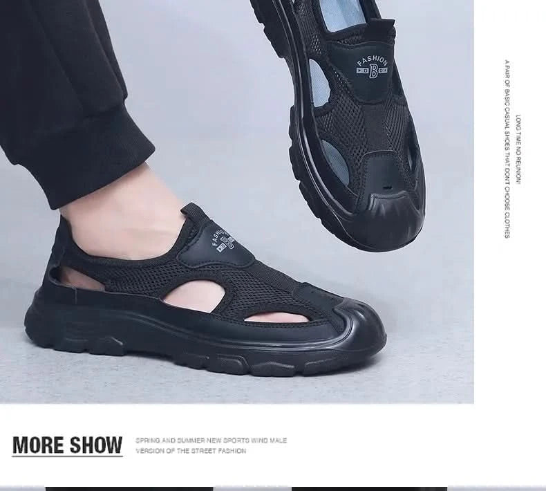 Summer New Men's Baotou Casual Net Surface Breathable Beach Shoes Lightweight Non-slip Sandals for Men sandal casual sneakers - M & M Global