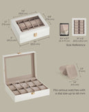 SONGMICS Watch Box, 10-Slot Watch Case with Large Glass Lid, Removable Watch Pillows, Watch Box Organizer, Gift for Loved Ones - M & M Global