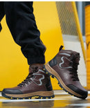 Widen Safety Boots Men Work Indestructible Shoes Climbing Boots Steel Toe Protective Boots Anti-smash Anti-puncture Safety Shoes