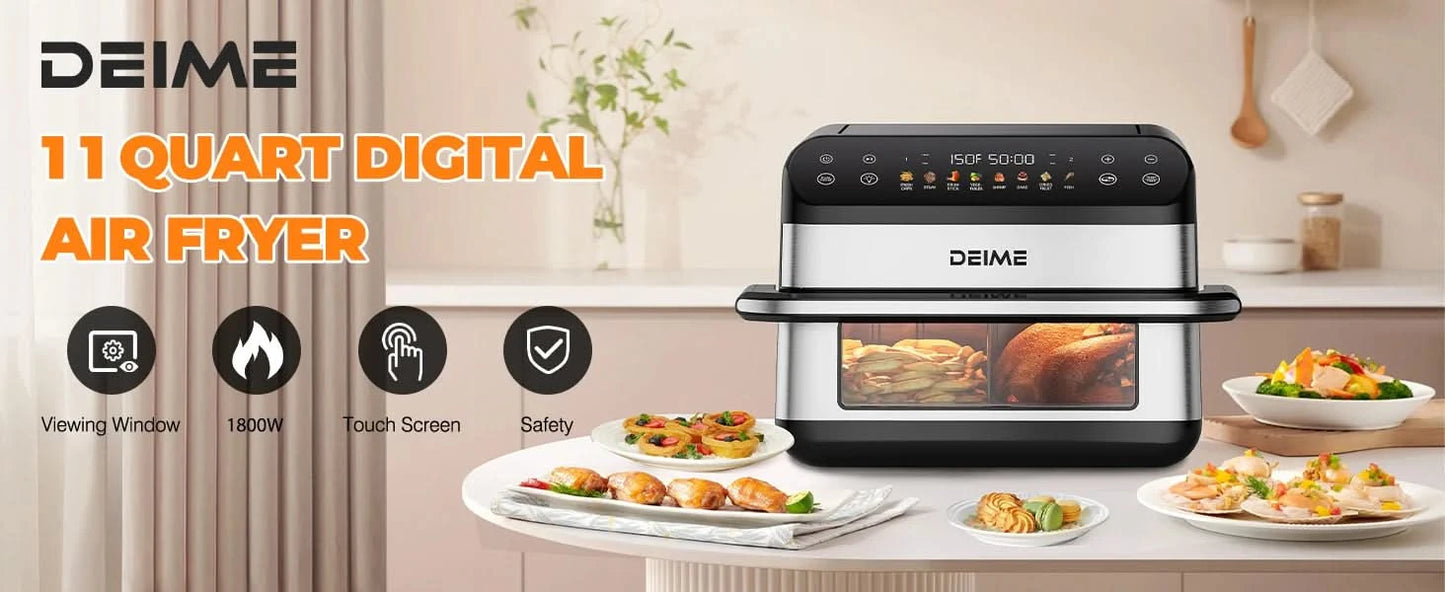 Air Fryer 10.6 QT Oilless 1800W Large Capacity Oven Air Fryers Healthy Cooker with 8 Preset, Large AirFryer for Families Visual - M & M Global