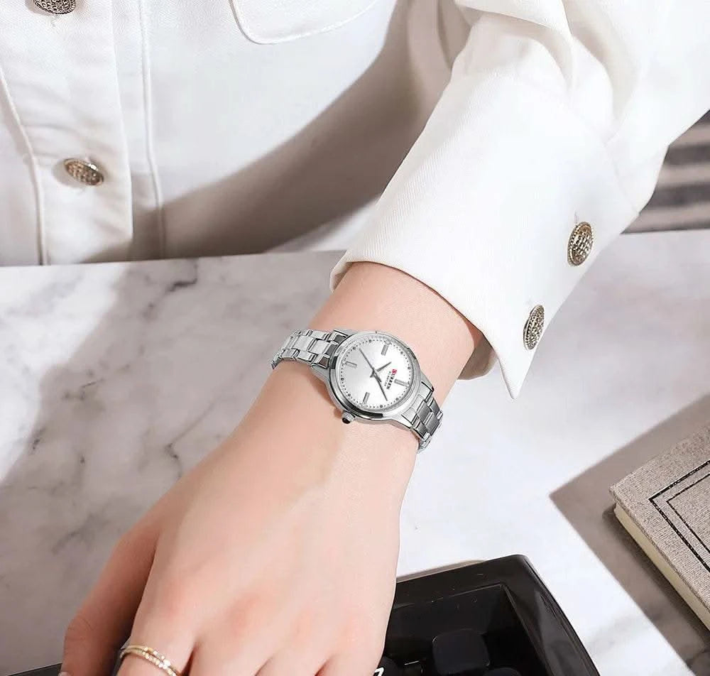 CURREN-Women's Simple Dial Wristwatch, Elegant and Charming Bracelet Quart Watches for Lady, Fashion Brand - M & M Global
