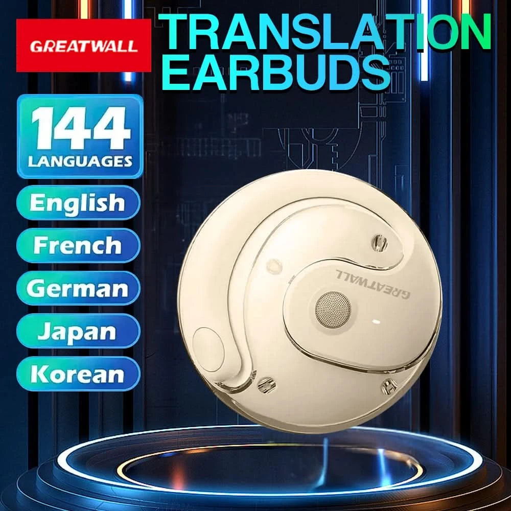 GREATWALL Hanging ear translation headphones, sports high fidelity stereo headphones, can translate 144 languages online