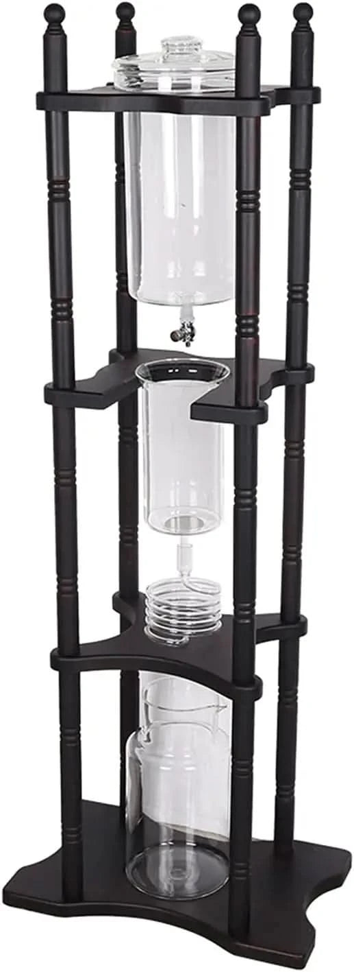 Cold Brew Maker Tower Iced Coffee Maker 2500ml Vertical Japanese Style Glass Container and Wood Stand 25 Cups With Slow Drip Tec - M & M Global