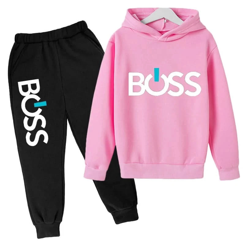 Spring Autumn Boys Girls Casual Fashion Print Pullover Long Sleeve Hoodie Tops+Pants Tracksuit 4-14 Years Children's Clothes - M & M Global