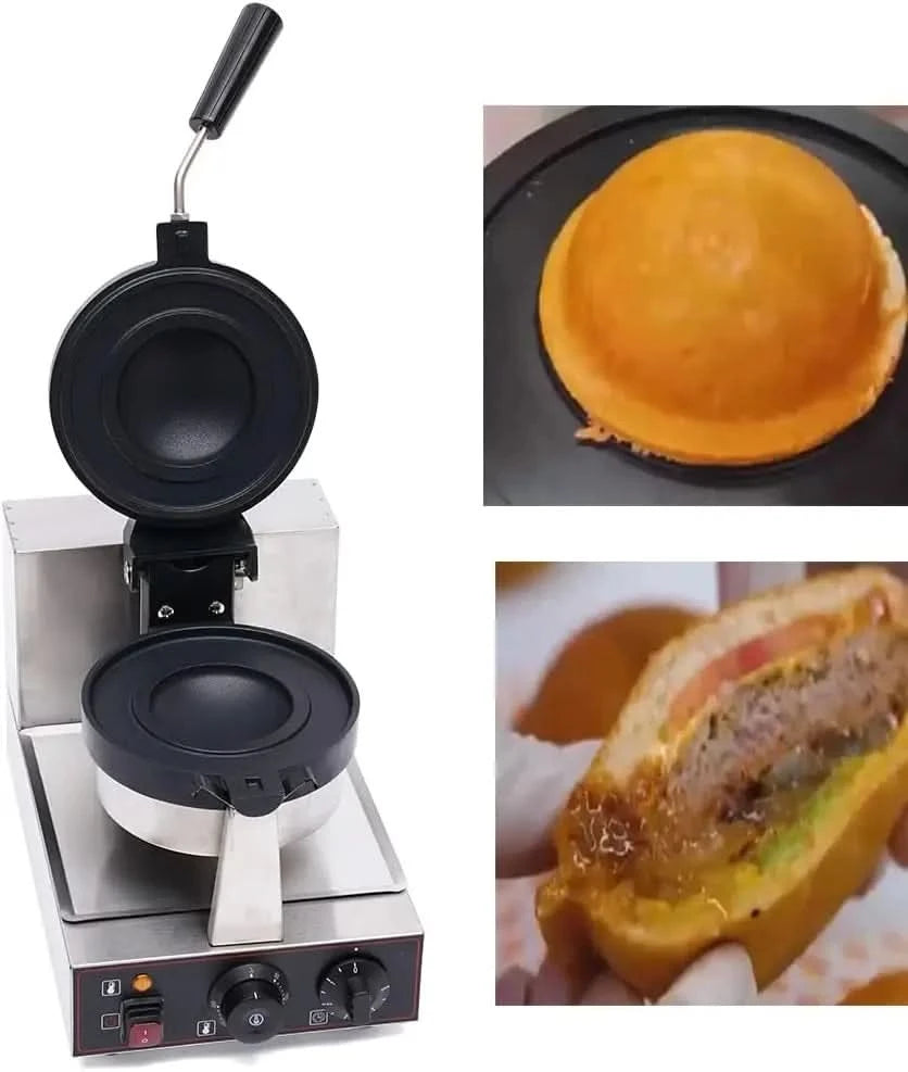 Burger Waffle Maker,110V Panini Press Machine,Time & Temp Control Burger Waffle Machine for Breakfast,Home Use Burger Making Mac - M & M Global