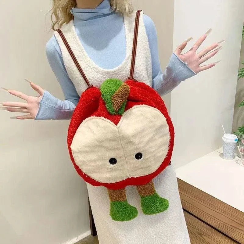 Anime Love and Deepspace Caleb Cosplay Fluffy Apple Drawstring Backpack Cartoon Shoulders Bag Large Capacity Knapsack Xmas Gift - M & M Global