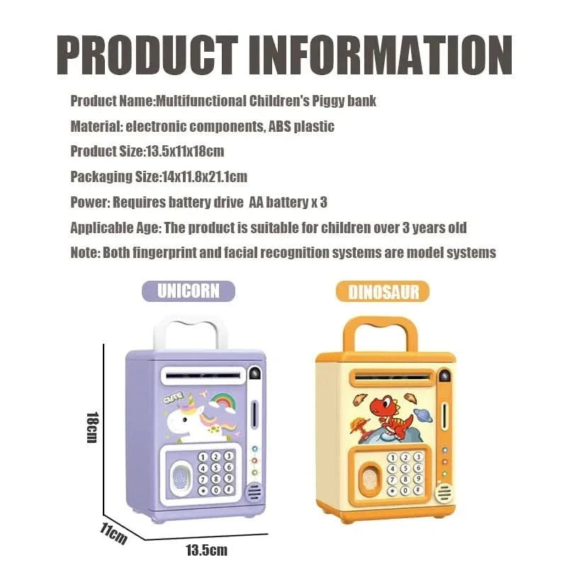 Electronic Savings Tank Automatic Paper Rolling Simulated Facial Fingerprint Recognition Birthday Christmas Thanksgiving Gift - M & M Global