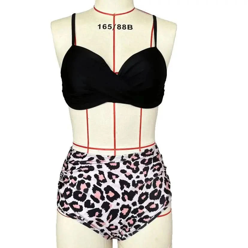 Vintage High Waist Bikinis 2025 Women Push Up Swimwear Printed Swimsuit Female Beachwear Summer Bathers Bathing Suit Swimming - M & M Global