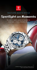 POEDAGAR Luxury Sports Man Wristwatch Waterproof Luminous Chronograph Date Quartz Men's Watches Casual Stainless Steel Men Watch