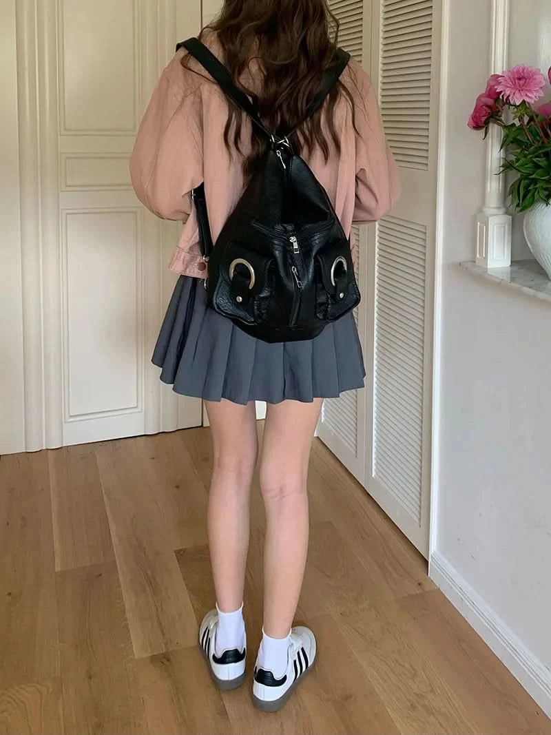 Vintage Women's Bag Leather Multifunctional Shoulder Bag Fashion Ladies Backpack Waterproof Wearable Square Backpacks - M & M Global