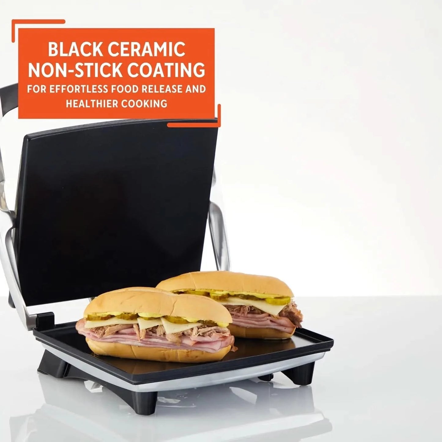 12"x 10" Inches Stainless Steel Panini Press Sandwich Maker With Ceramic Nonstick Plates - M & M Global