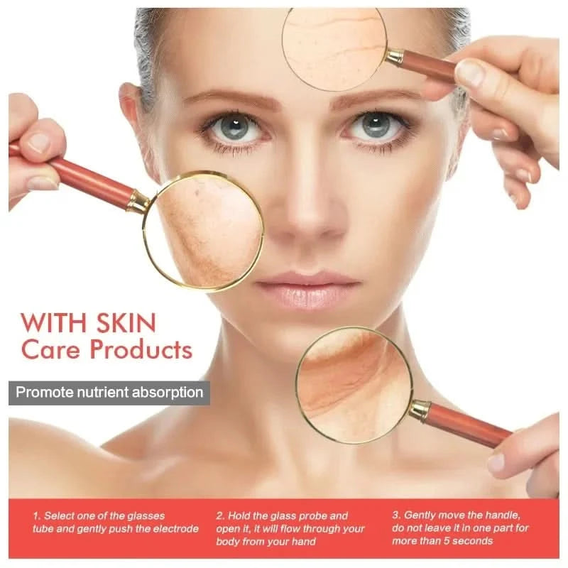 Portable High Frequency Facial Machine Skin Therapy Acne Spot Wrinkles Remover Beauty Facial Care Acne Spot Wrinkles Remover - M & M Global
