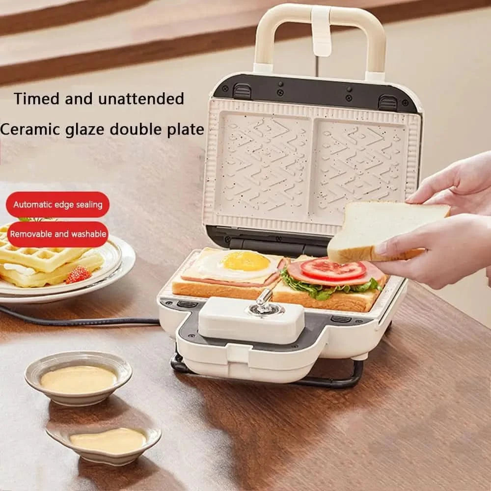 Sandwich Breakfast Machine, Small Bread Machine, Double Disc Sandwich Breakfast Machine, Replaceable Baking Sheet, Can Make Sand - M & M Global