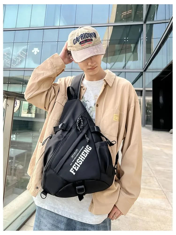 Techwear Style Outdoor Motorcycle Sport Single Shoulder Backpack Unisex Hip Hop Multifunction Chest Bag Tactical Crossbody Bag - M & M Global