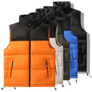 Men's Vest Jacket Autumn Winter Parkas Oversize Stand Collar Zipper Pockets Orange Windbreaker Waistcoat Plus Size Same