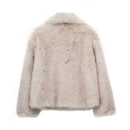 HH Women Elegant Faux Fur Coat Warm Fluffy Loose Long Sleeve Lapel Jacket Autumn Winter Fashion High Street Lady Outerwear