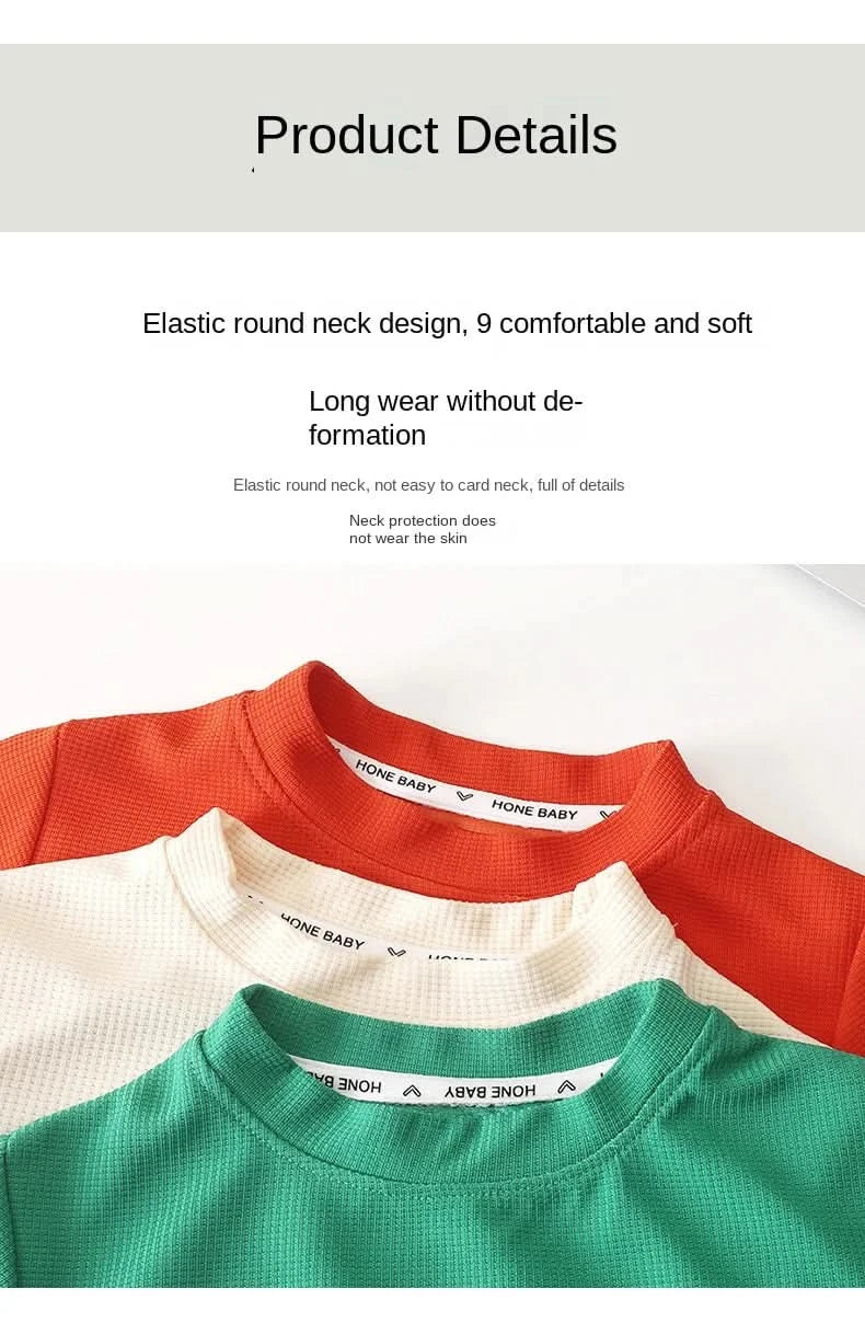 New Summer Children's Casual Set for Boys Girls Loose Short Sleeved Waffle Breathable and Comfortable Set - M & M Global