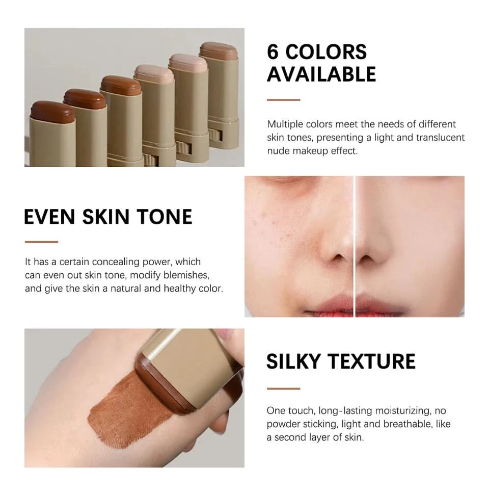 Stick Foundation Balm Serum Boosted Skin Tint Foundation Stick Smooth Plumper Hight Coverage Travel Bronze Foundation Stick Make - M & M Global