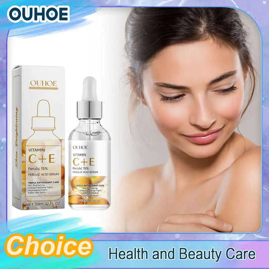 Ferulic Acid Serum Fade Fine Lines Firming Moisturizing Brightening Shrink Pores Vitamin C E Facial Essence Nourishing Skin Care - M & M Global