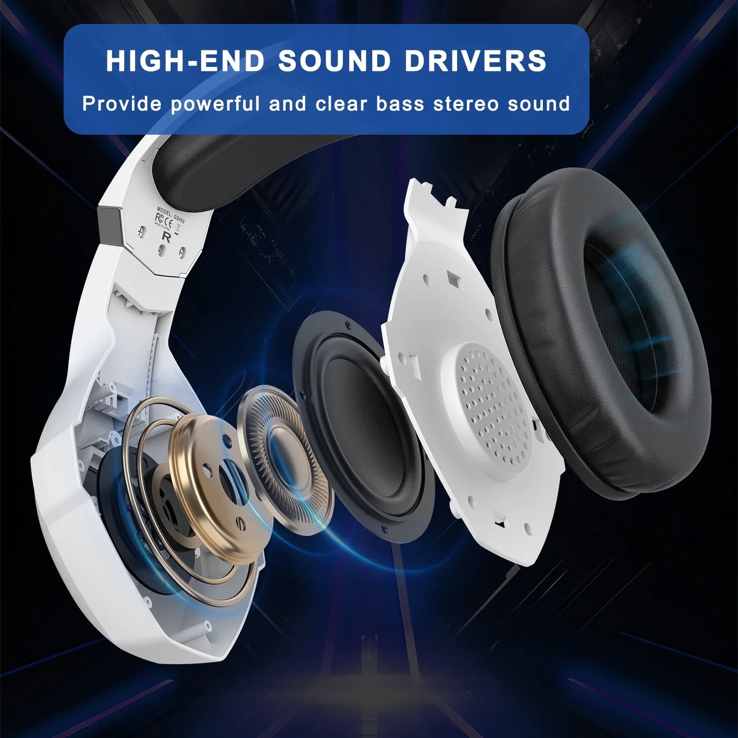 Wired Gaming Headset with Noise Cancelling Mic Compatible With PC PS4 PS5 Xbox Surround Sound RGB Light Over Ear Design