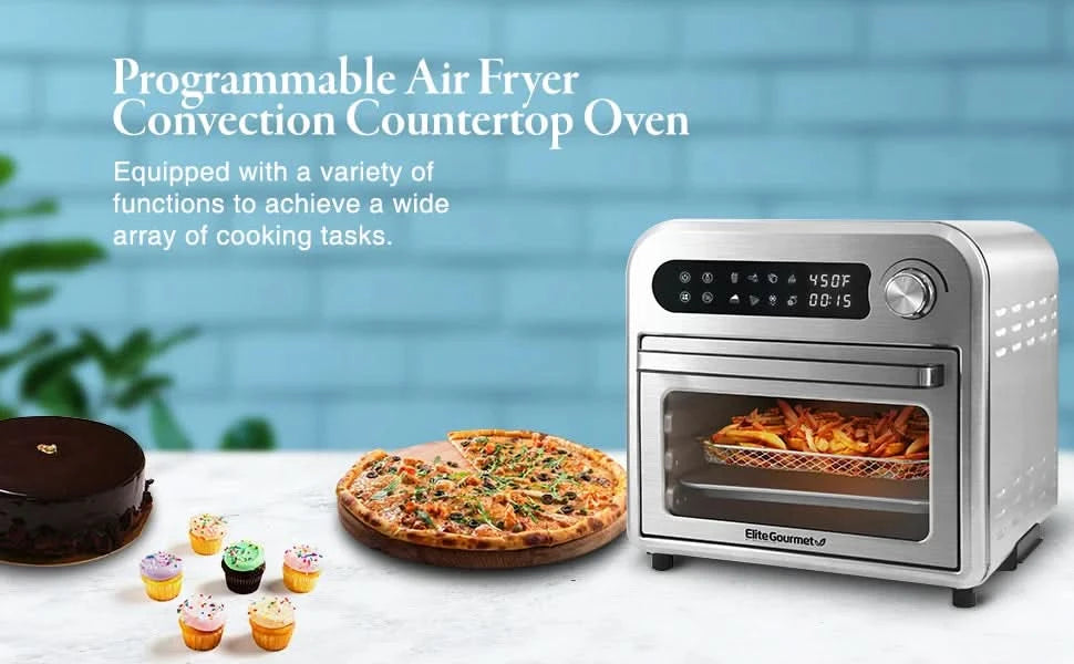 EAF1010D Programmable 10L Air Fryer Convection Countertop Oven, 8 Menu Settings, Temperature + Timer Controls, Bake, Toast, Broi - M & M Global