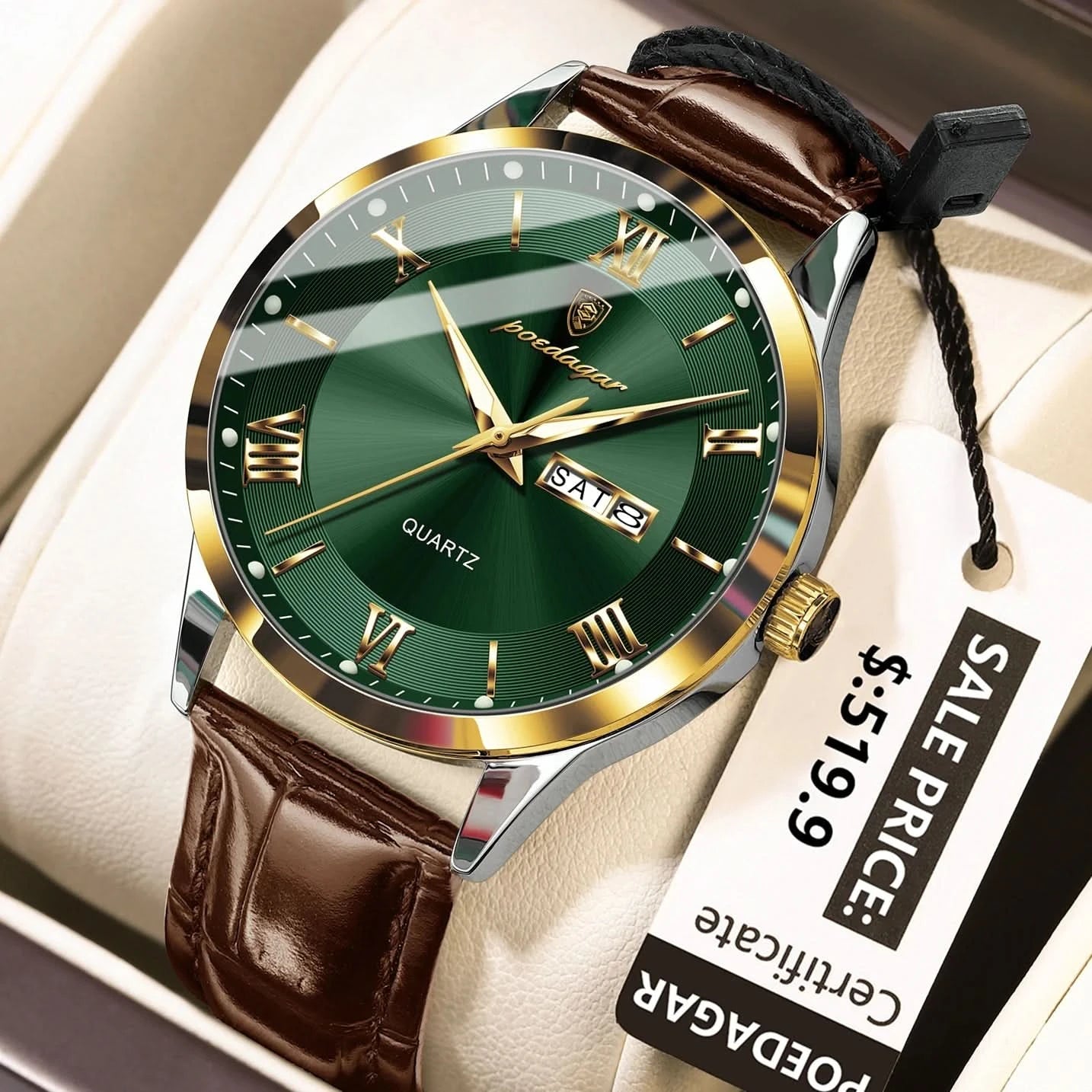 POEDAGAR Top Luxury Watch For Men Military Waterproof Luminous Date Week Man Wristwatch Leather Men's Quartz Watches Sport Reloj - M & M Global