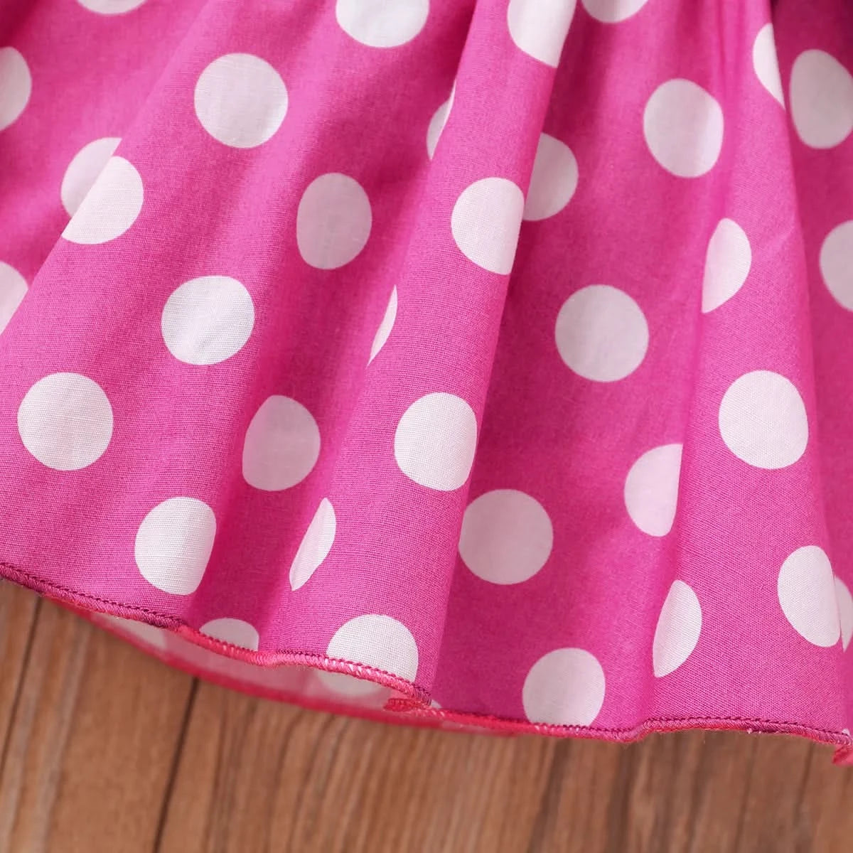 Toddler 1-5 Year Old Girl Round Neck Flying Sleeve Top+Dot Bow Strap Skirt Piece Suitable for Travel and Travel Girl Summer Set - M & M Global