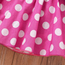 Toddler 1-5 Year Old Girl Round Neck Flying Sleeve Top+Dot Bow Strap Skirt Piece Suitable for Travel and Travel Girl Summer Set - M & M Global