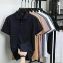 100% pure cotton boutique short sleeved high-end men's polo shirt summer high-quality solid color topsbusiness casual T-shirt