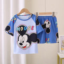 Lightweight Short Sleeve Pajama Set for Children Comfortable and Breathable Summer Homewear for Boys and Girls Daily Use - M & M Global