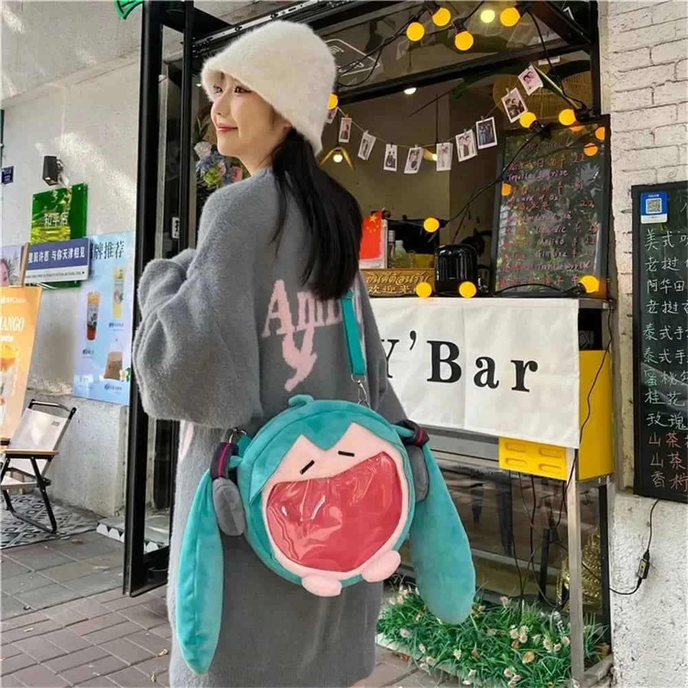 Hatsune Miku Shoulder Bag New Backpack Cute Anime Girl Plush Cartoon Kawaii Knapsack Student Bag Packet Kids Gifts Toys - M & M Global