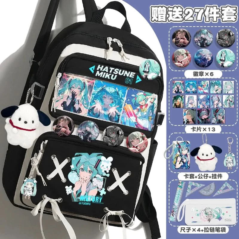 Miku Future School Backpack for Girls 2025 New Fashion Print Youth Pain Bag Large Capacity Backpack for School - M & M Global