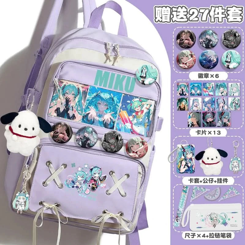 Miku Future School Backpack for Girls 2025 New Fashion Print Youth Pain Bag Large Capacity Backpack for School - M & M Global