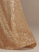 Luxury Floor Length V-Neck Evening Dress 2025 Women Elegant Party Maxi Dress Sequin Short Sleeves Prom Cocktail Gowns