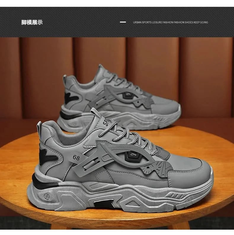 Student height increasing shoes four season new thick sole men's casual sports shoes soft sole comfortable outdoor running shoes - M & M Global