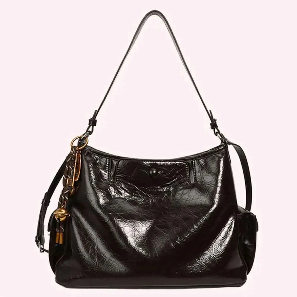 Women Casual Underarm Bag with Pendant Retro Crossbody Bag PU Leather Trendy Tote Bag Travel Shopping Work Date Bag - M & M Global