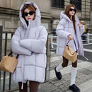 2025 Winter New Down Coat Women Parkas Fashion Long Hooded Outerwear Female Cotton-padded Padded Jacket Loose Ladies Overwear