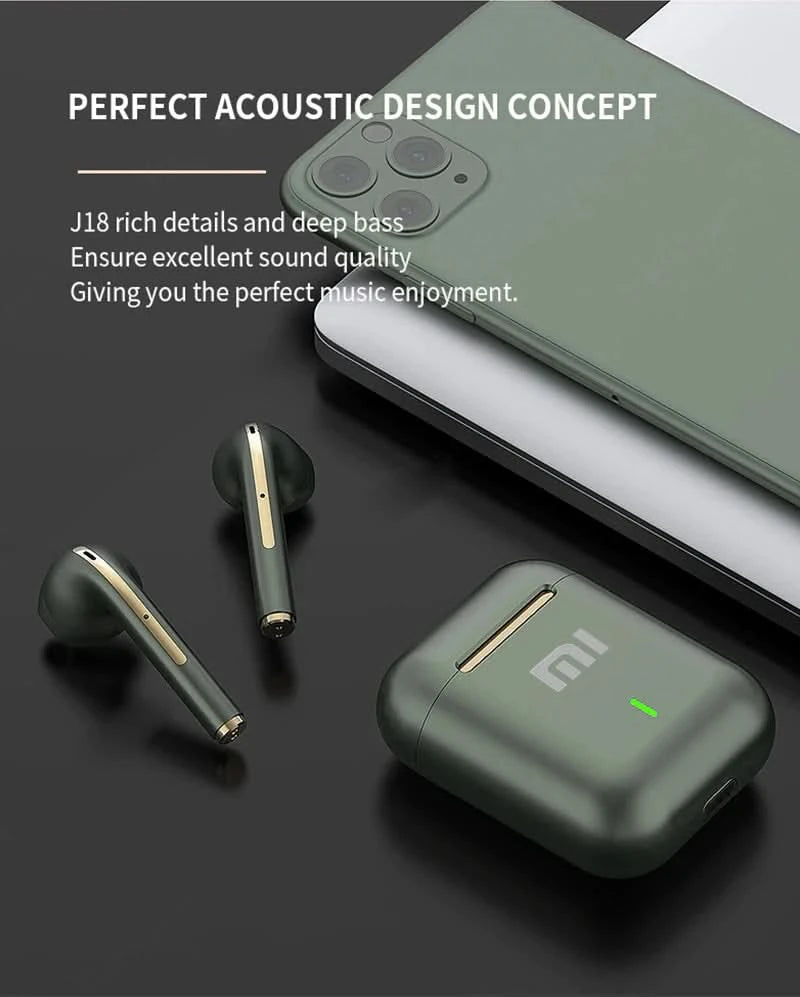 Xiaomi J18 wireless Bluetooth headset HiFI in-ear stereo microphone touch waterproof TWS noise cancelling gaming headset - M & M Global