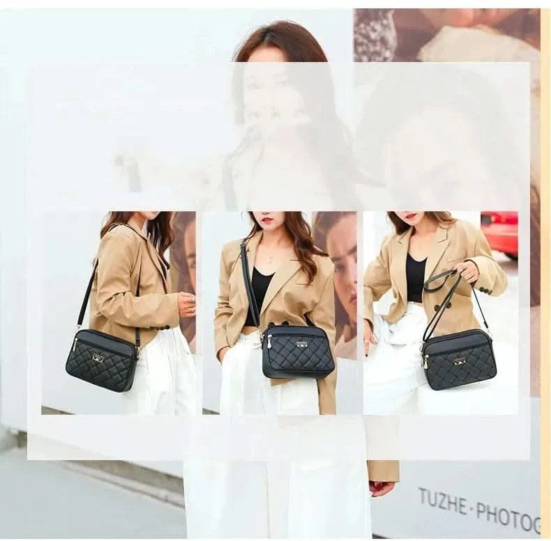 2025 Women's One Shoulder Small Square Handbag New Cross Border Foreign Trade Lingge PU Crossbody Versatile Small Messenger Bag - M & M Global