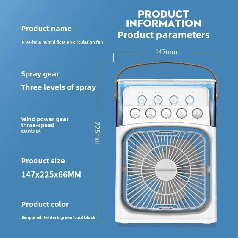 Portable 3 in 1 Mini AC Air Cooler Fan Humidifier with LED Light for Home Office Bedroom Camping Cooling - M & M Global