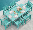 Outdoor HDPE Dining Table Set, 7-Piece Outdoor Dining Table Sets with Umbrella Hole Cut-Out Table and 6 Chairs, Gray