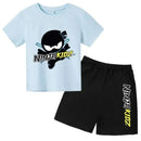 2025 Summer Short sleeved Round neck T-shirt+Shorts Set Ninja Children's Printed Boys and Girls' Cotton Breathable Children's Ca - M & M Global