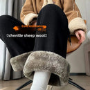 Extra Thick Lamb Velvet Fleece Lined Wide Leg Pants Fashionable Casual Trousers Loose Fit Woolen Pants for Women