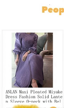ANLAN Miyake Pleated Maxi Long Dress Mesh Petal Sleeve Half Turtleneck Formal Dresses for Women 2024 New Hot Sales 6KK9927 - M & M Global