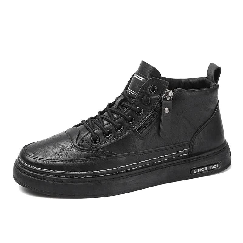 Men Boots Winter High Top Leather Shoes Fashion Cotton Shoes Fashion Ankle Boots Business Casual Outdoor Shoes Male Sneakers New - M & M Global