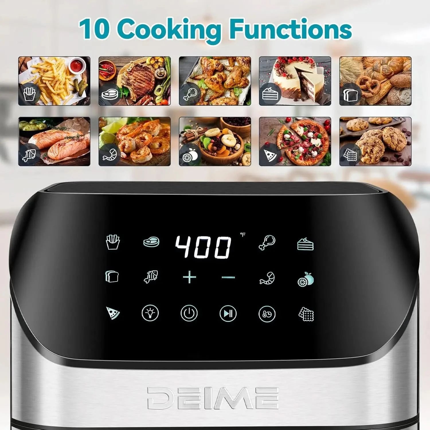 Air Fryer 6.2 QT Oilless 1500W Large Capacity Oven Air Fryers Healthy Cooker with 10 Preset, Visual Cooking Window, Non-Stick Ba - M & M Global