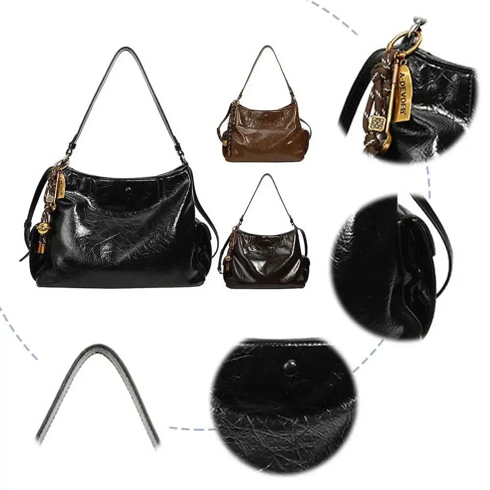 Women Casual Underarm Bag with Pendant Retro Crossbody Bag PU Leather Trendy Tote Bag Travel Shopping Work Date Bag - M & M Global