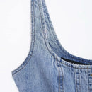 TRAFSHE Summer Ladies Zipper Denim Dress Women Elegant Spaghetti Strap Sexy O-Neck Vintage Casual Female Sling Mid-Long Dress ﻿ - M & M Global