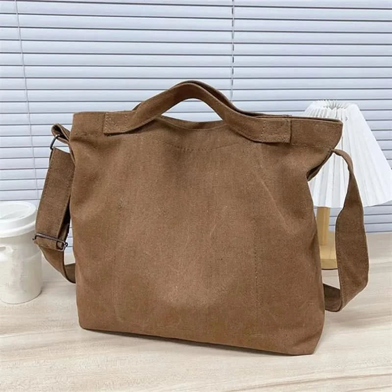 Vintage Canvas Messenger Bag, Retro Large Capacity Shoulder Bag, Women's Casual Handbag & Tote Hobo Purse - M & M Global